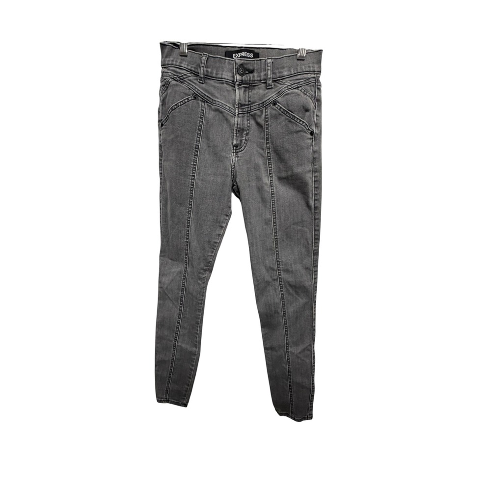 Express High Rise Ankle Leggings Size 6R Gray Wash Seamed Skinny Jeans